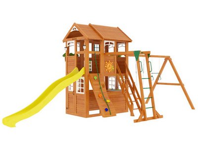 Детский домик с горкой Клубный домик 2 с рукоходом Luxe