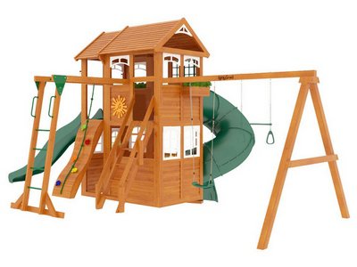Детский домик для дачи Клубный домик 2 с трубой и рукоходом Luxe