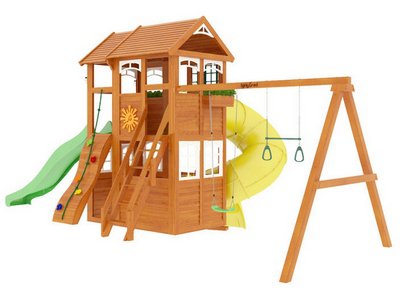 Детский деревянный домик Клубный домик 2 с трубой Luxe